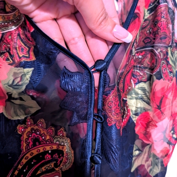 Vintage 90s Y2K Deadstock Victoria’s Secret Blue Floral Sheer Teddy – Size Small - Picture 6 of 6